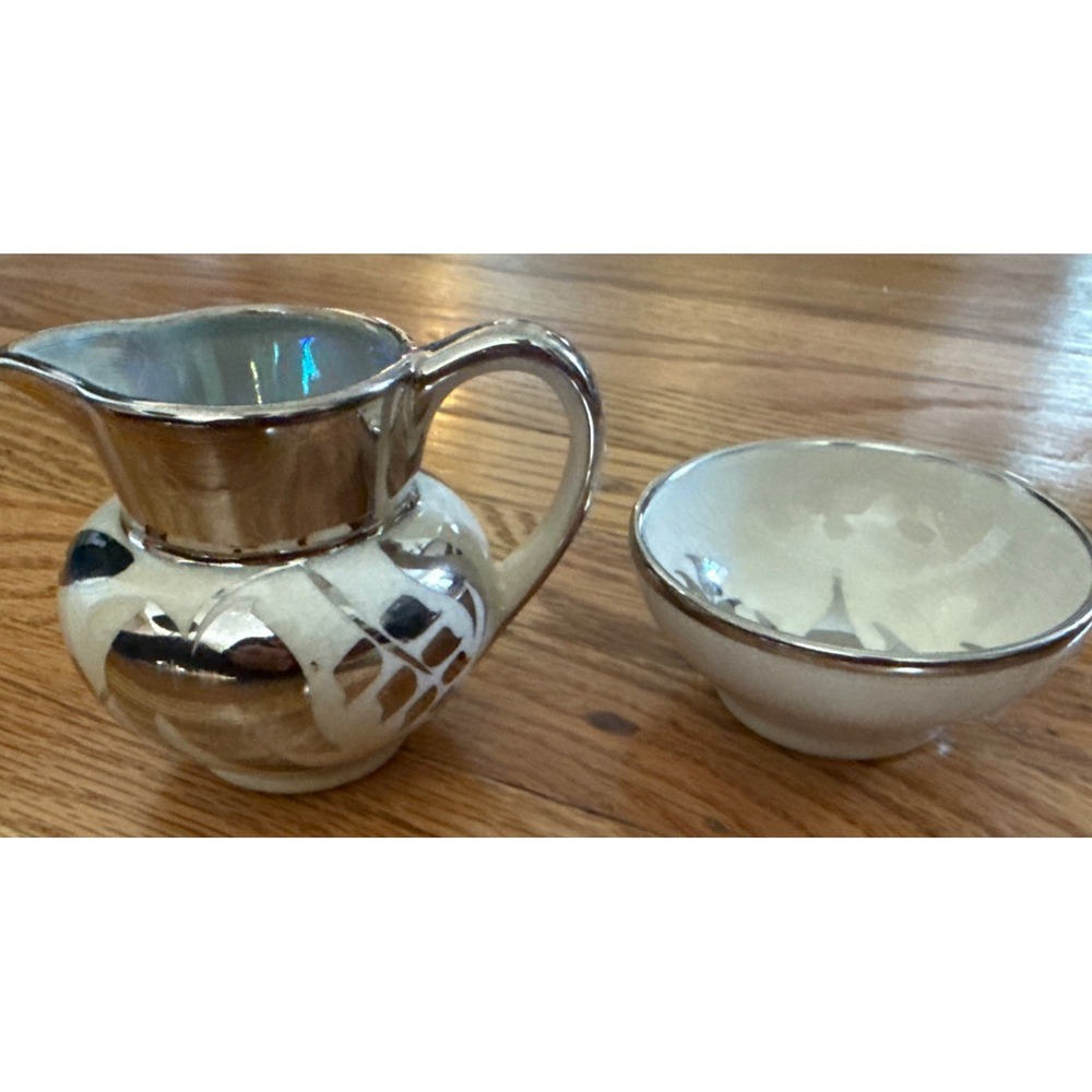 LANCASTER & SANDLAND MINIATURE PITCHER AND BOWL, STAFFORDSHIRE, ENGLAND